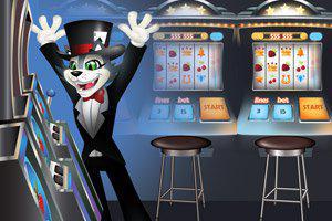 Professional online gambler playing slot machines