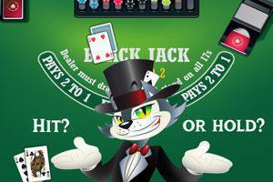 An Illustration of Cool-Cat on a Blackjack table